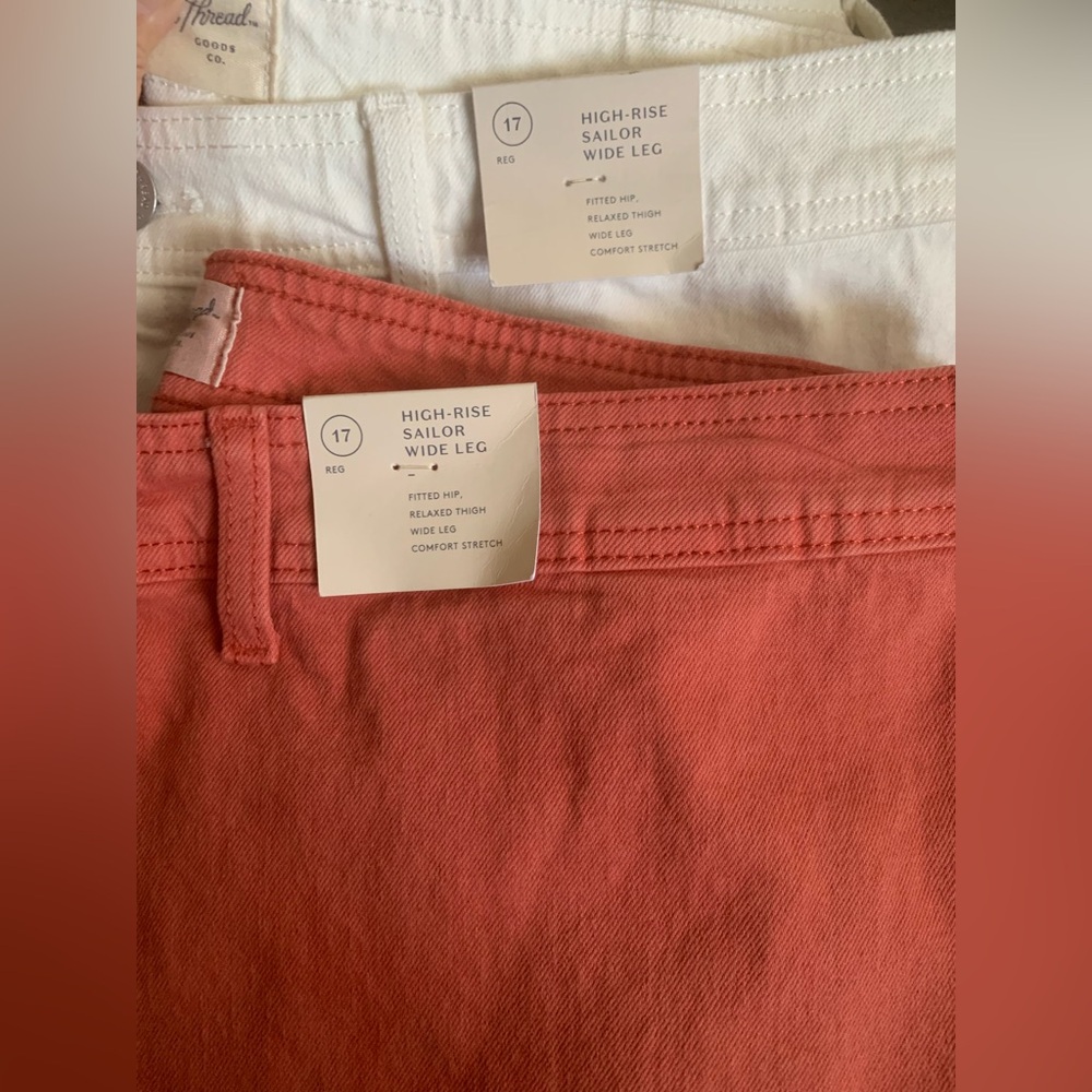 High-Rise Sailor Coral light red & white Wide-Leg Jeans SET of 2